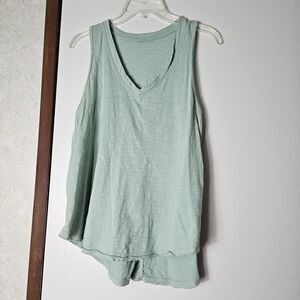 Byron Bay Women's Size Large Mint Green Tank Frayed Hem